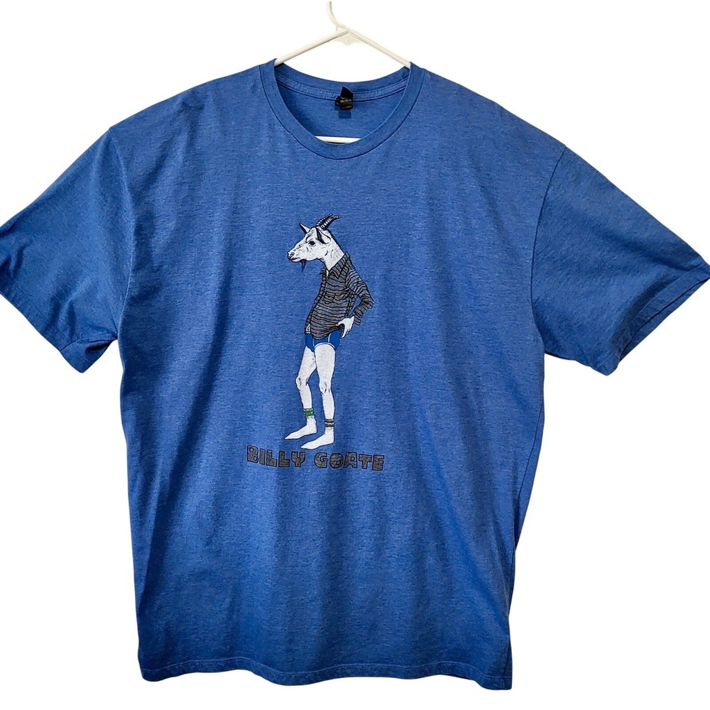EI-LO‎ Graphic Distressed Blue Short Sleeve T Shirt Size XXL The Angry Goat Pub